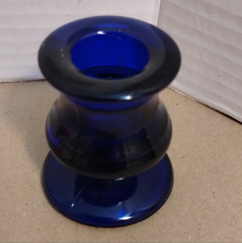 Vintage Colbalt Blue Glass Candle Stick Holder